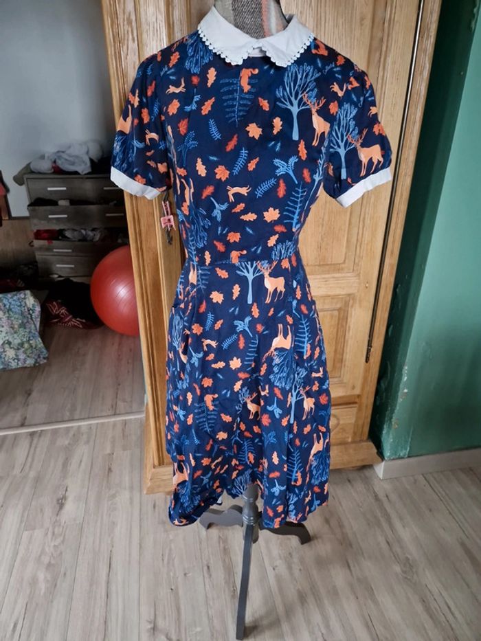 Robe collectif animaux forêt taille l uk 14