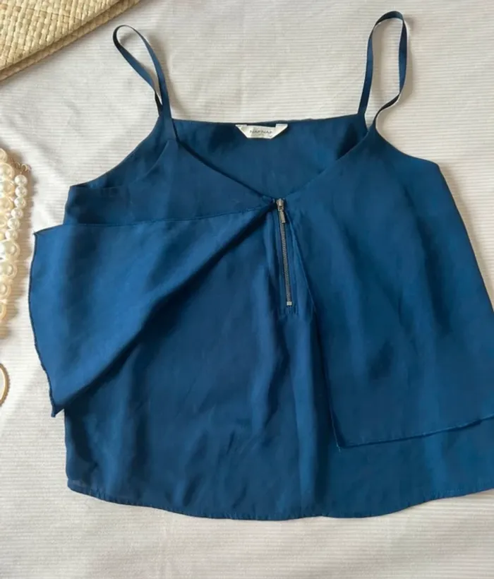 Débardeur petites bretelles bleu marine, Naf-Naf, taille L - photo numéro 2