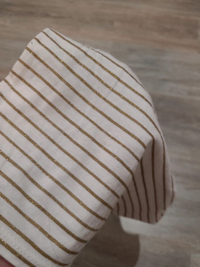 Débardeur blanc rayé or et tee-shirt manches longues bleu argent - photo numéro 3