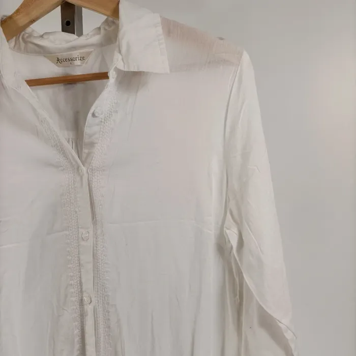 Chemise longue blanche - Accessorize chemise blanche coton Taille S - A039 - photo numéro 3