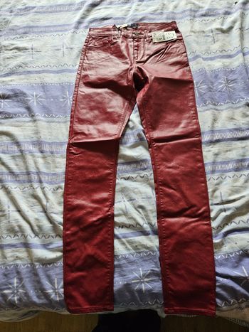 Pantalon simili cuir rouge kiabi