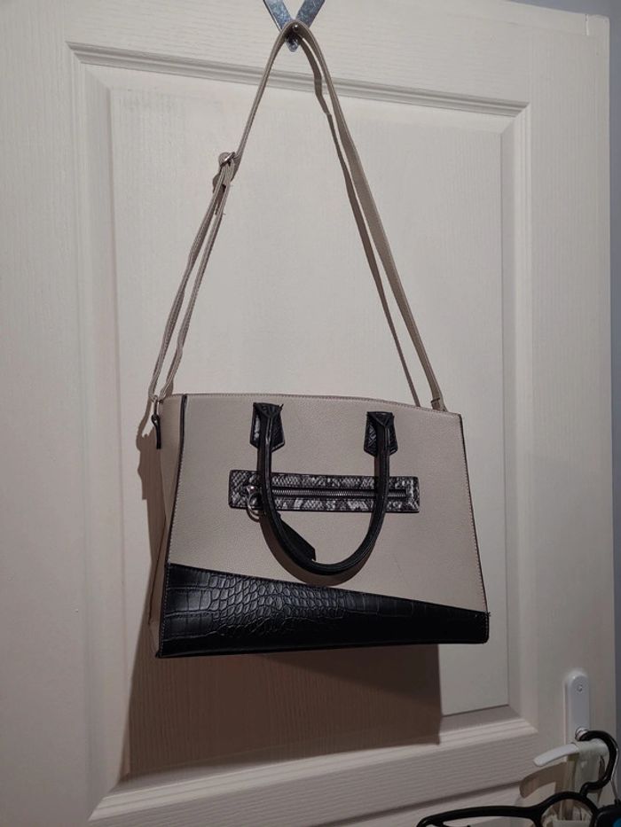 Sac à main noir et gris python - photo numéro 6