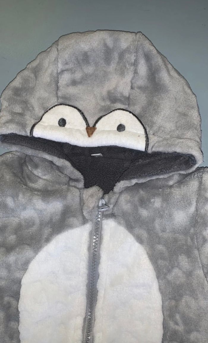Combinaison polaire orchestra fourrée grise pingouin 🐧 taille 0 naissance - photo numéro 2