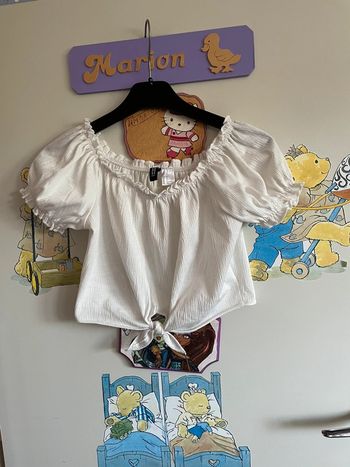 Top court blanc à épaules découvertes, taille Xs, marque H&M
