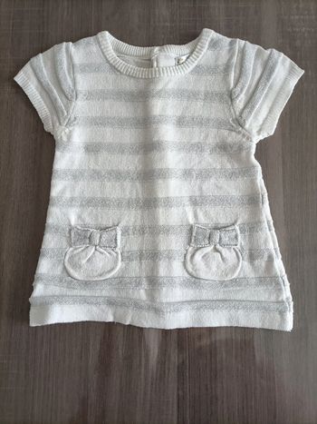 Robe pull fin manches courtes à rayures Kitchoun 1 mois