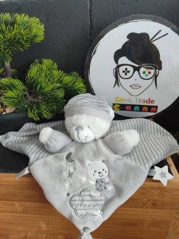 Doudou Max & Sax doudou plat ours gris blanc étoile nuage Lune  moon Carrefour