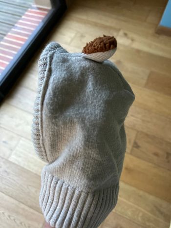 Cagoule à oreilles d’ours polaire 3/6 mois