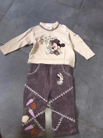 Pantalon + t-shirt minnie et son lapin 12mois