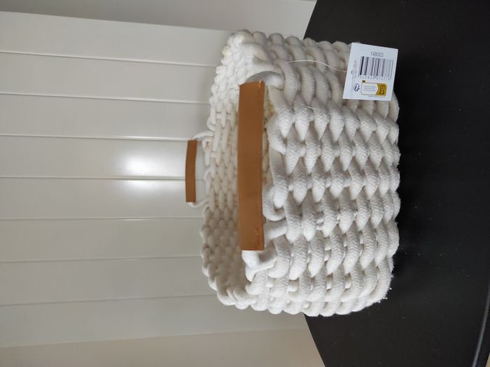 Panier en tissu avec poignet en simili cuir – Neuf - photo numéro 4