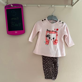 Ensemble maillot longues manches et legging à cœurs  - T3mois - Leclerc 