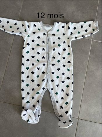 Pyjama velours étoiles vertes et marines - Petit Bateau 12 mois 