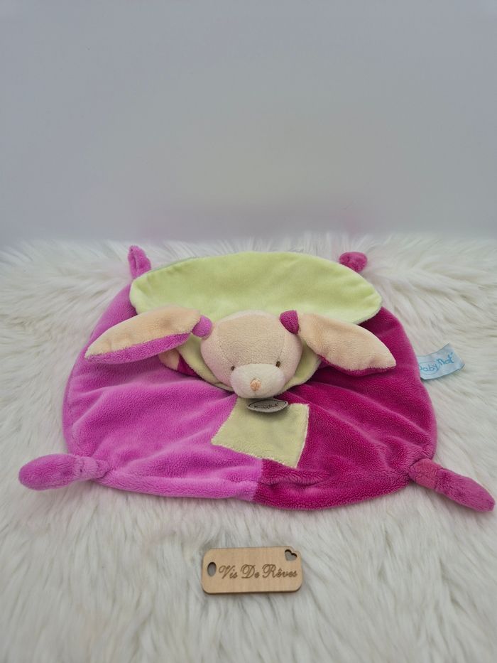 Doudou plat Lapin violet rose verr BN731 Baby Nat - photo numéro 1