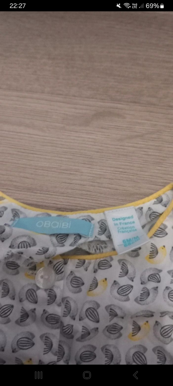 Combinaison jaune et gris a motif obaibi 6 mois - photo numéro 2