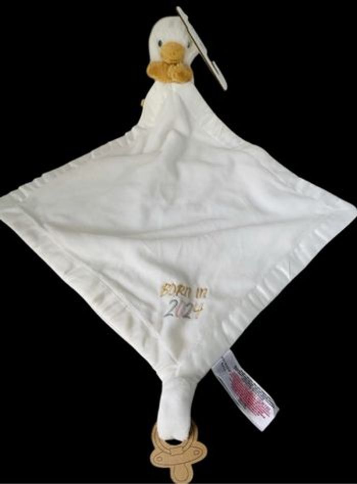 ❤️B4683 Doudou plat Mouchoir Poussin Oiseau Canard Blanc Born In 2024 Primark