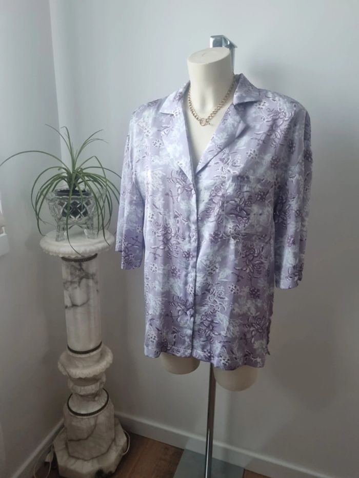 Chemise satiné fluide floral violette Shein - photo numéro 8