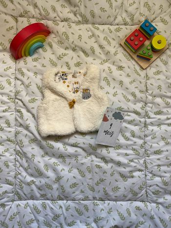 gilet sans manches en fourrure blanc 9 mois orchestra