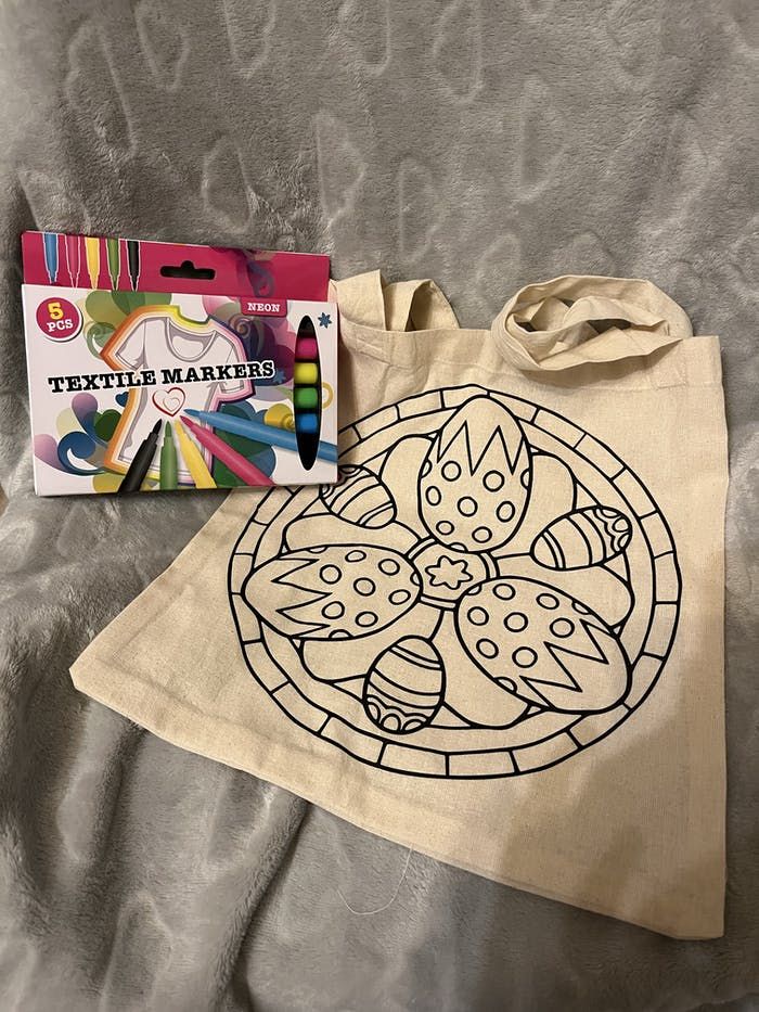 Sac tote bag de Pâques à colorier