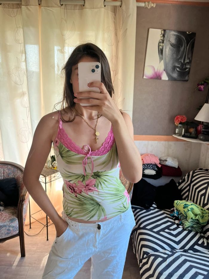 Débardeur tropical vintage bohème champêtre - photo numéro 2
