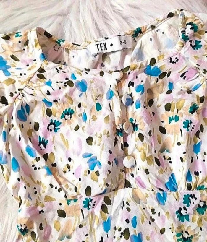 🌺 Robe été chemisier en viscose 2-3 ans imprimé fleurs Tex baby - photo numéro 2