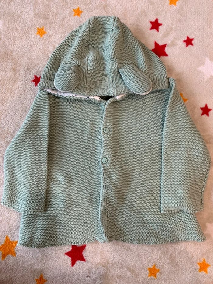 Ensemble Naissance 3 Pièces Point Mousse Vertbaudet Vert D’Eau 1 An - photo numéro 6