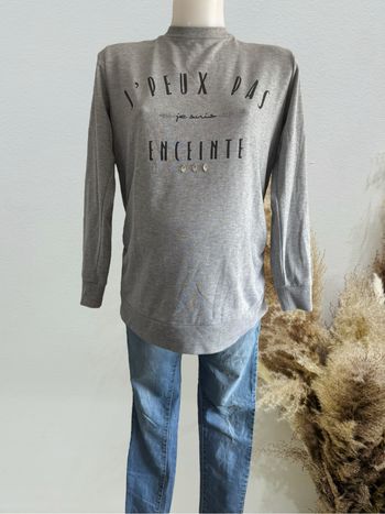 Joli pull sweat femme de grossesse gris T40/L
