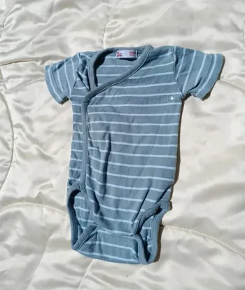 Body manches courtes gris rayé blanc DPAM 1 mois 54 cm