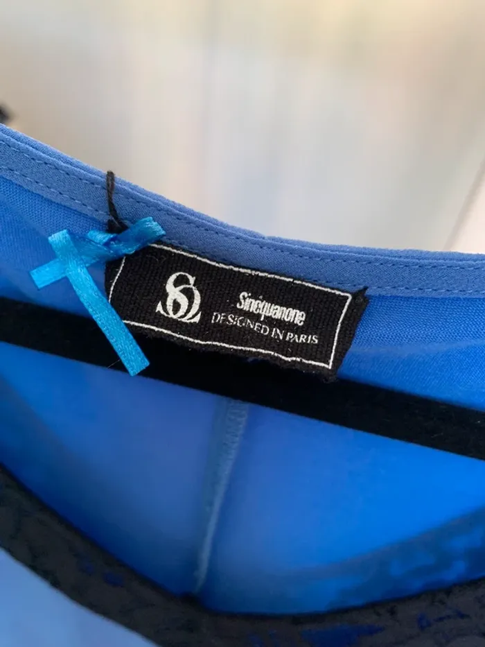 Robe longueur genou bleu avec dentelle Sinequanone taille S/M - photo numéro 10