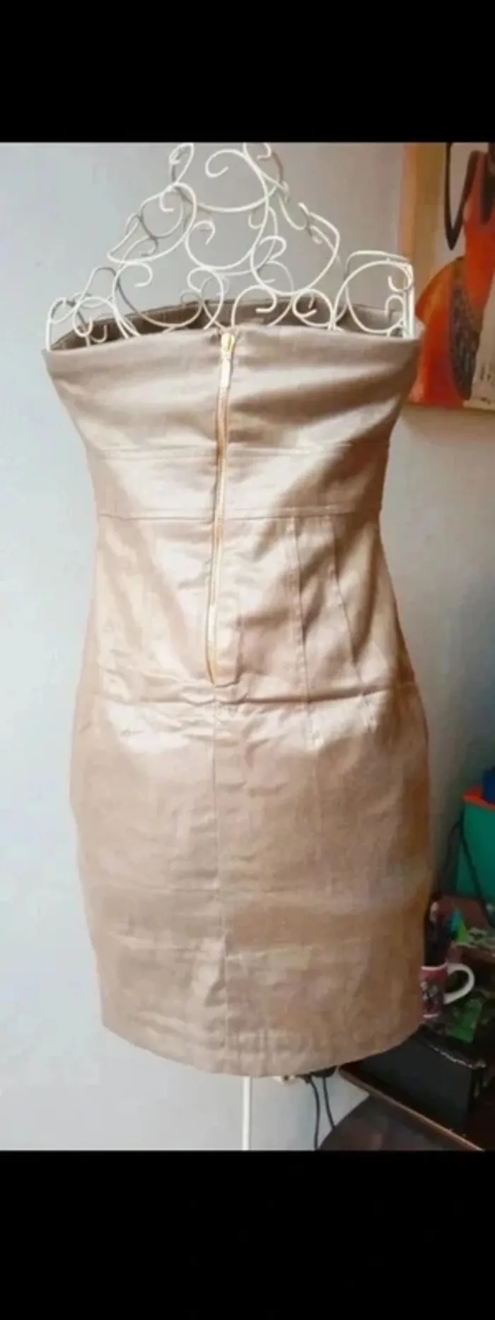 Robe de soirée sans bretelles doré S 36 Lantin - photo numéro 2