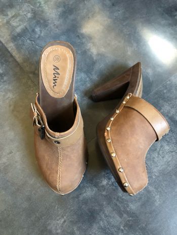 Sabots à talons aspect cuir vieilli 37/38 Mim