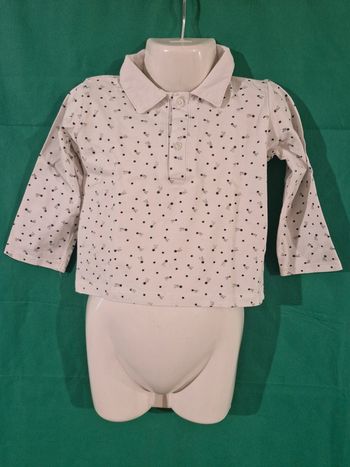 Polo à manches longues motif étoiles et comètes 24 mois Mots d’enfants