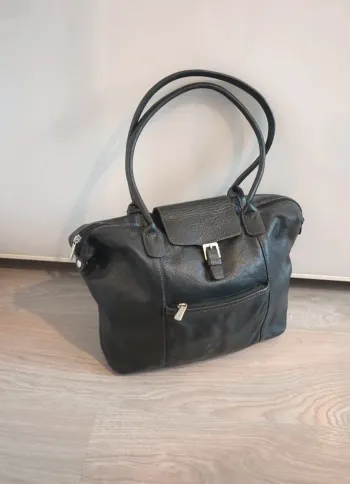 Grand Sac Hexagona cuir noir