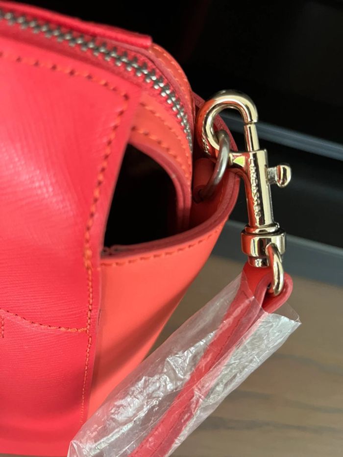 Superbe sac Lancaster tout cuir épaulé ou main rouge orange état neuf - photo numéro 9