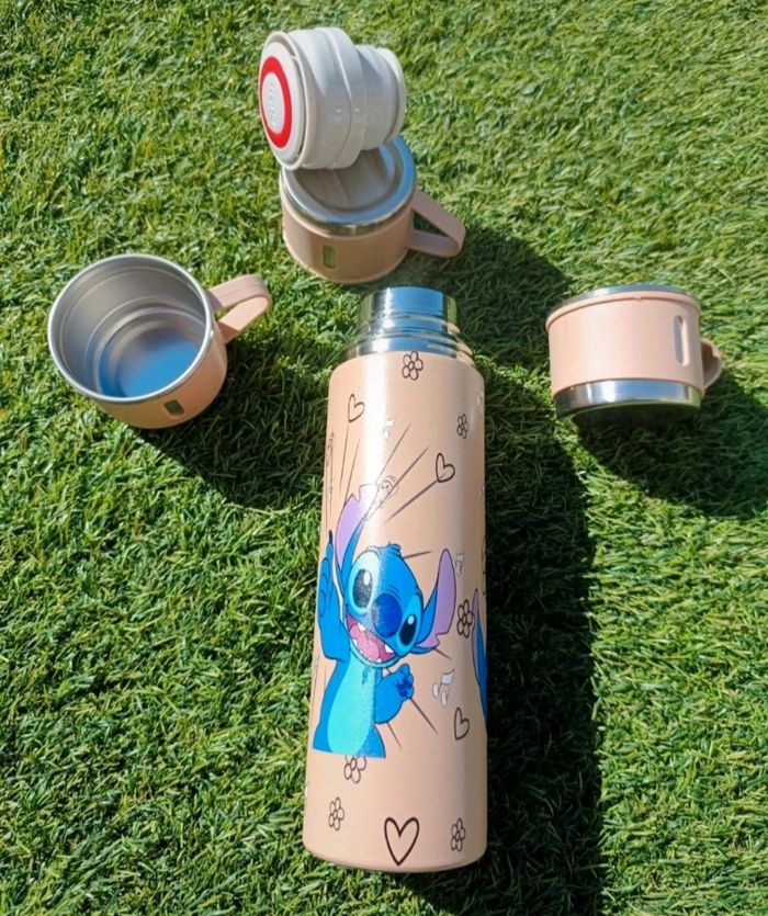 Coffret gourde isotherme Stitch en acier inoxydable + 3 tasses - photo numéro 3