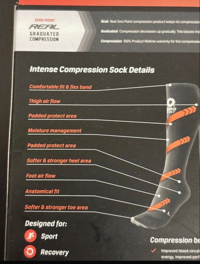 Zero Point Intense Compression Socks – Orange Taille M (neuves dans leur boîte) - photo numéro 2