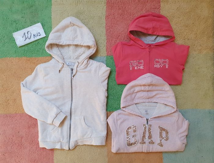 Lot 3 vestes à capuche - Automne/ Hiver - Fille - 10 ans - TBE