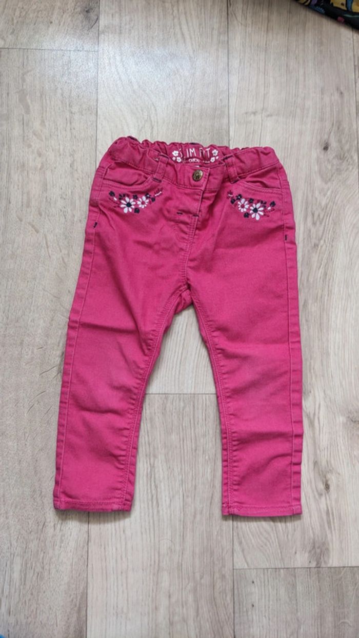 Pantalon Rose brodé chic 24 mois - 86cm