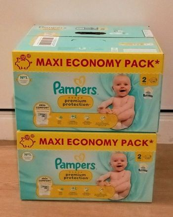 2 cartons Taille 2  Pampers Premium Protection Maxi Economy Pack