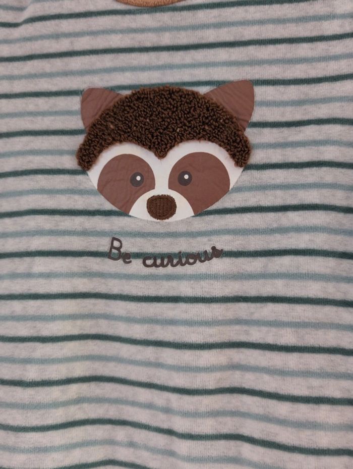 Dors-bien velours rayé animal vert 23 mois bébé garçon - photo numéro 3