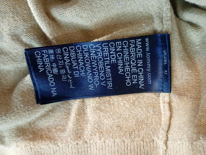 Pull Tommy Hilfiger beige col V – taille M – coton et lin - photo numéro 10