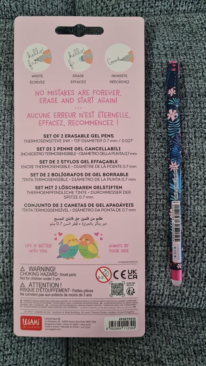 Legami Set Saint Valentin 2026 Couple Oiseaux Inséparables + Legami Fleur 🌸= 3 Stylos Neufs - photo numéro 4