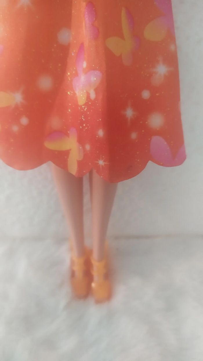 poupée barbie mattel  brune  robe orange - photo numéro 3