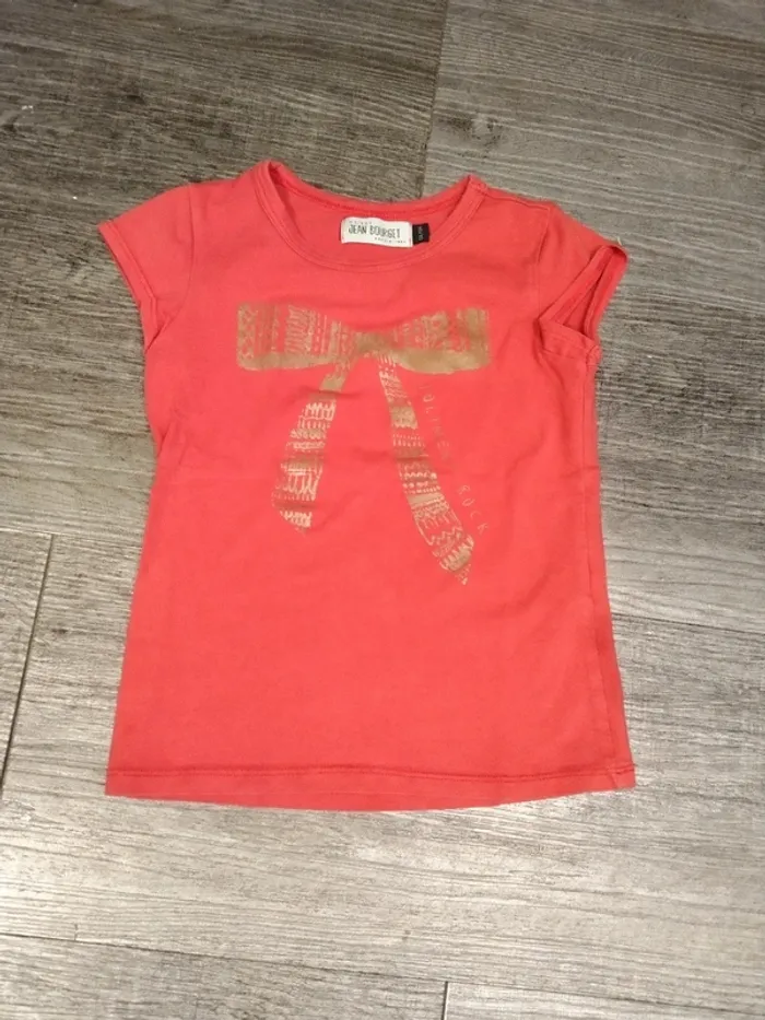 tee shirt rouge visuel noeud jean bourget fille 4 ans