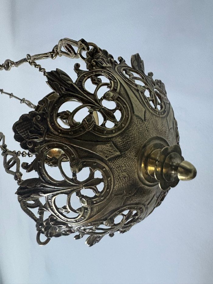 Lustre suspension d’église ancien - bon état Encensoir Hauteur totale : 80 cm - photo numéro 4