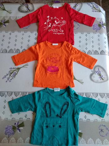 3 maillot longues manches, taille 3 mois