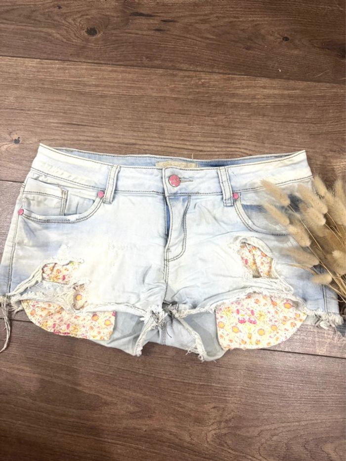 Short jean clair effet délavé taille L