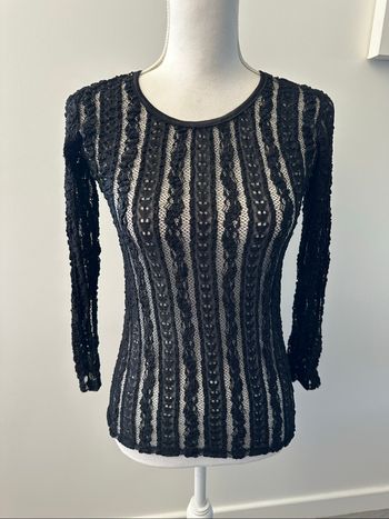 Top gothique en résille et dentelle transparente noir Vintage T36 S