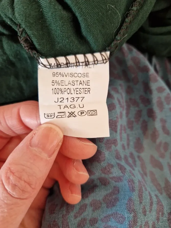 Robe Made in Italy imprimé léopard bleu, manches longues - photo numéro 3