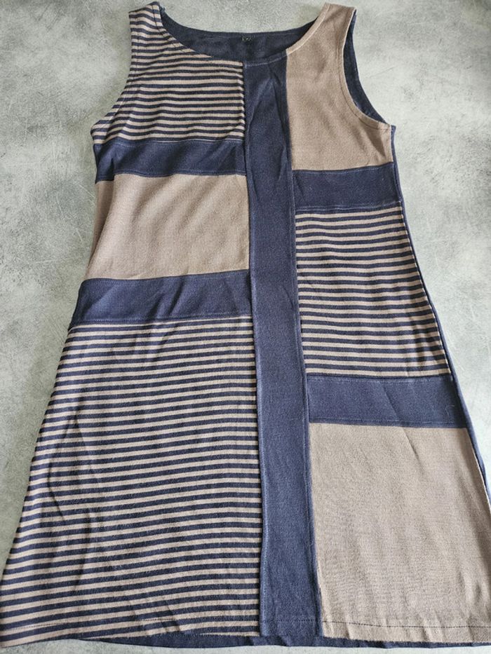 Robe chasuble bicolore femme - Taille 46 / XXXL - Marron et marine - photo numéro 5