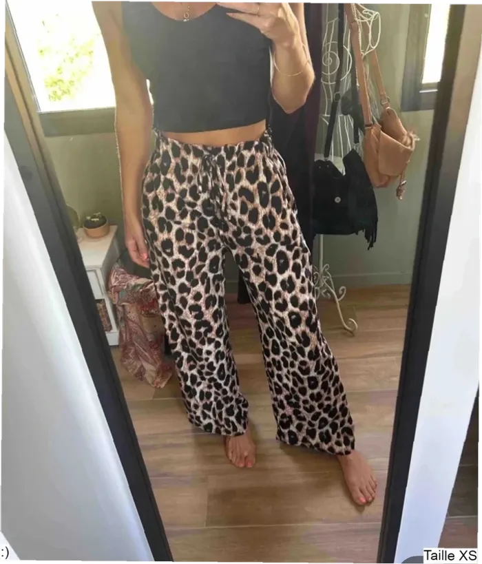Pantalon Femme Fluide Imprimé Léopard Taille Élastique - Taille XS Neuf Jamais Porté - photo numéro 2