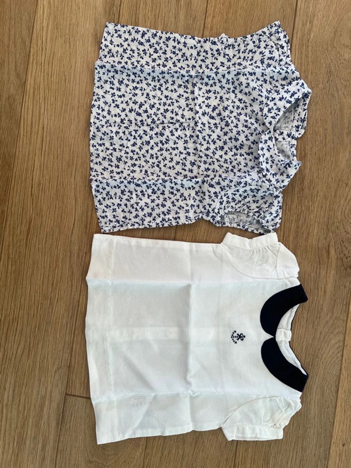 Vend lot de 2 blouses manches courtes jacadi 6 mois neuf sans étiquette